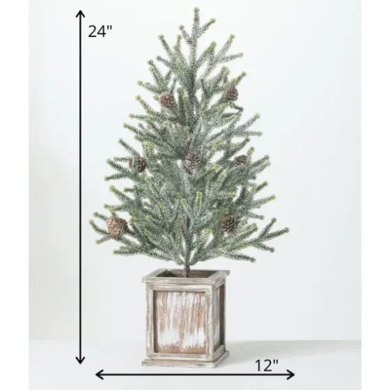 Frosted Pinecone Tree In Whitewash Planter, 24 In.-Kirkland's Home Best