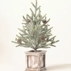 Frosted Pinecone Tree In Whitewash Planter, 18 In.-Kirkland's Home Hot