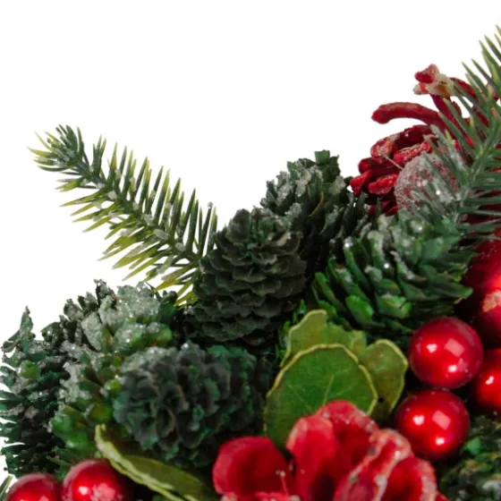Frosted Red Ornament And Pinecone Wreath-Kirkland's Home Discount