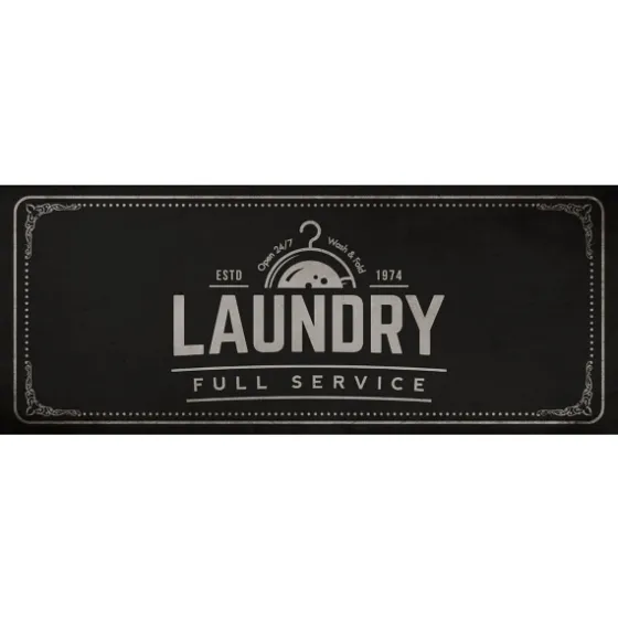 Full Service Laundry Black Floor Mat, 24X60-Kirkland's Home Fashion
