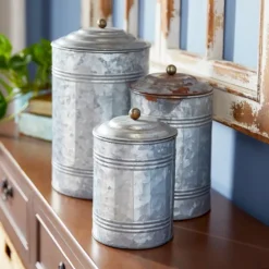 Galvanized Metal Lid 3-Pc. Decorative Jar Set-Kirkland's Home Discount