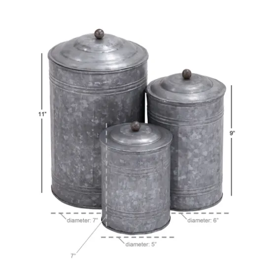 Galvanized Metal Lid 3-Pc. Decorative Jar Set-Kirkland's Home Discount