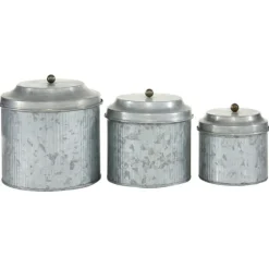 Galvanized Metal 3-Pc. Decorative Jar Set-Kirkland's Home Clearance