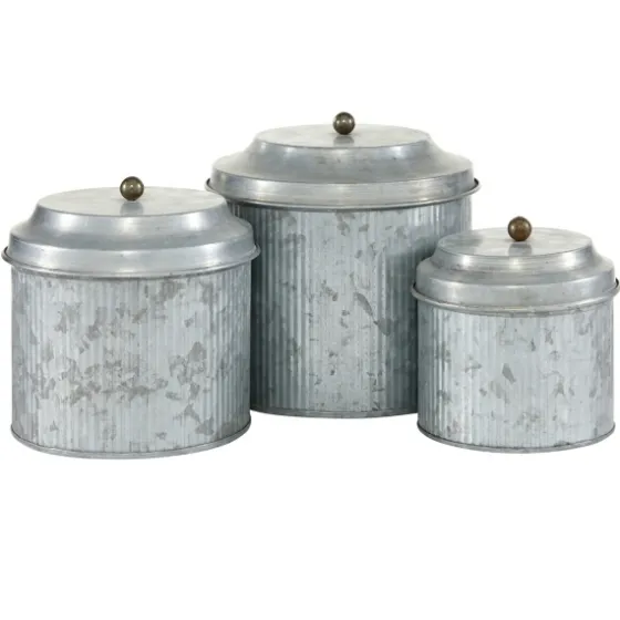 Galvanized Metal 3-Pc. Decorative Jar Set-Kirkland's Home Clearance