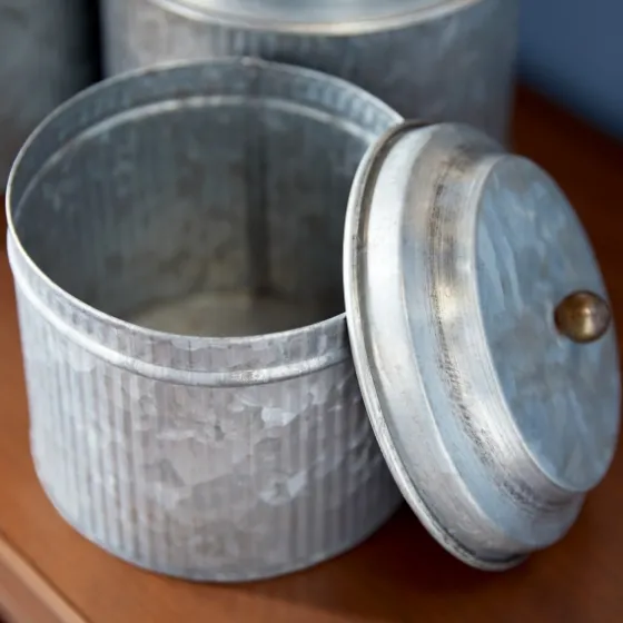 Galvanized Metal 3-Pc. Decorative Jar Set-Kirkland's Home Clearance