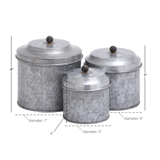 Galvanized Metal 3-Pc. Decorative Jar Set-Kirkland's Home Clearance