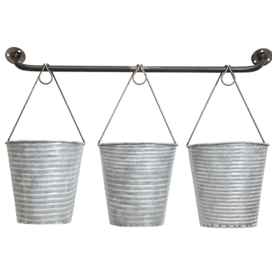 Galvanized Silver Bucket Wall Planters-Kirkland's Home Cheap