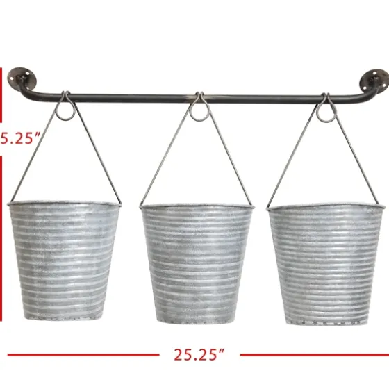 Galvanized Silver Bucket Wall Planters-Kirkland's Home Cheap