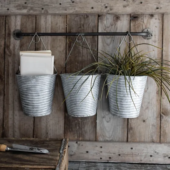 Galvanized Silver Bucket Wall Planters-Kirkland's Home Cheap