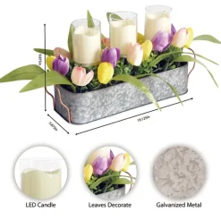Galvanized Spring Tulips Led Candle Centerpiece-Kirkland's Home Best