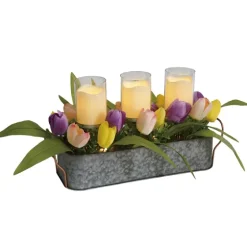 Galvanized Spring Tulips Led Candle Centerpiece-Kirkland's Home Best