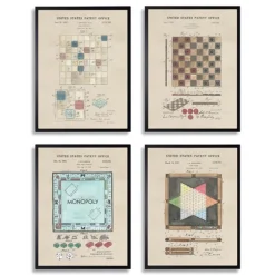 Game Boards Patents Framed Art Prints, Set Of 4-Kirkland's Home Online