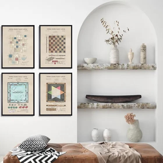 Game Boards Patents Framed Art Prints, Set Of 4-Kirkland's Home Online