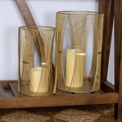 Geometric Metal Hurricanes, Set Of 2-Kirkland's Home New