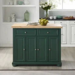 Gia Forest Green Wood Kitchen Island-Kirkland's Home Sale