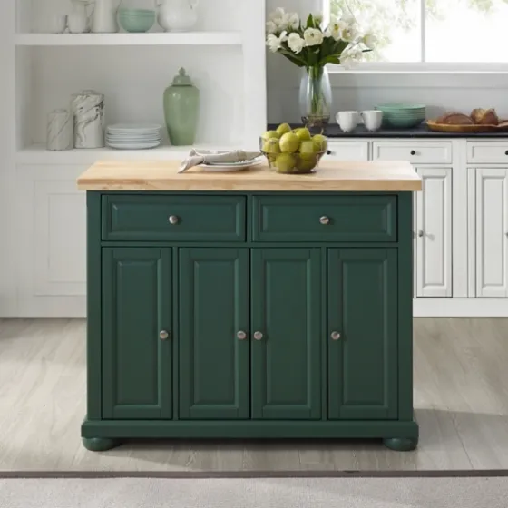 Gia Forest Green Wood Kitchen Island-Kirkland's Home Sale