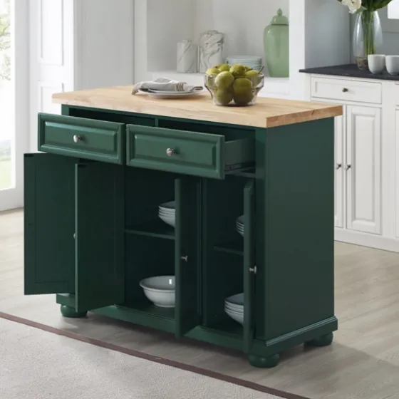 Gia Forest Green Wood Kitchen Island-Kirkland's Home Sale
