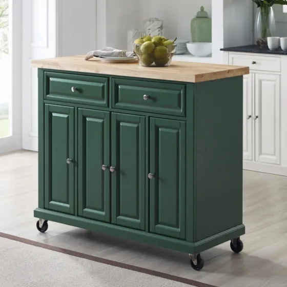 Gia Forest Green Wood Kitchen Island-Kirkland's Home Sale