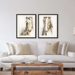 Gift Horse Giclee Espresso Framed Prints, Set Of 2-Kirkland's Home Fashion