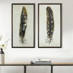 Gilded Feathers Canvas Art Prints, Set Of 2-Kirkland's Home New