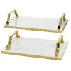 Gilded White Ceramic Trays, Set Of 2-Kirkland's Home Shop