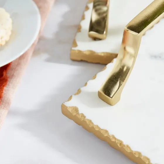 Gilded White Ceramic Trays, Set Of 2-Kirkland's Home Shop
