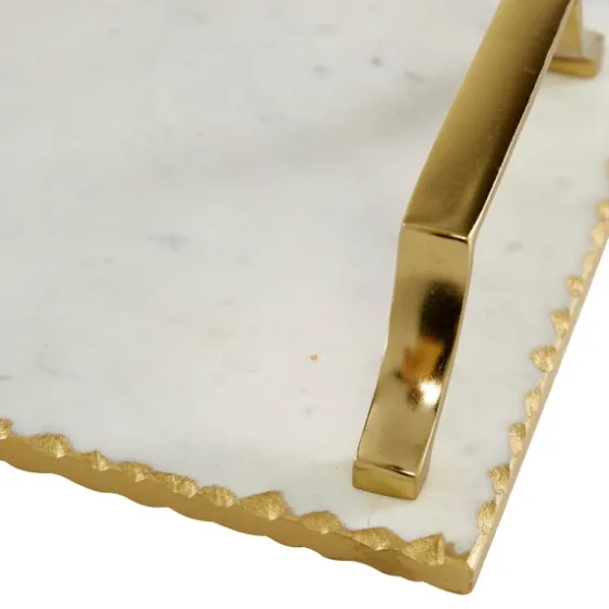 Gilded White Ceramic Trays, Set Of 2-Kirkland's Home Shop