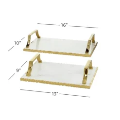 Gilded White Ceramic Trays, Set Of 2-Kirkland's Home Shop