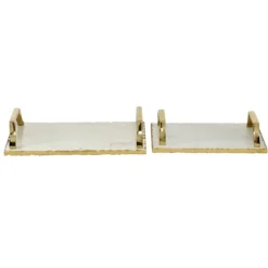 Gilded White Ceramic Trays, Set Of 2-Kirkland's Home Shop