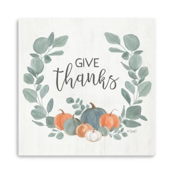 Give Thanks Eucalyptus Pumpkin Giclee Canvas Print-Kirkland's Home Flash Sale