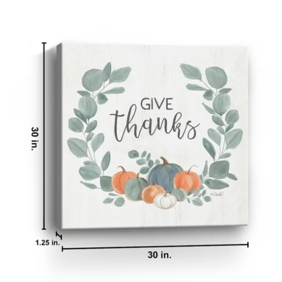 Give Thanks Eucalyptus Pumpkin Giclee Canvas Print-Kirkland's Home Flash Sale