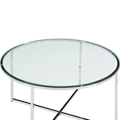 Glass & Chrome X-Base Coffee Table-Kirkland's Home Outlet