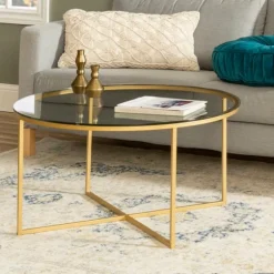 Glass & Gold X-Base Coffee Table-Kirkland's Home Outlet