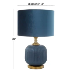 Glass Base Round Velvet Shade Table Lamp-Kirkland's Home Sale