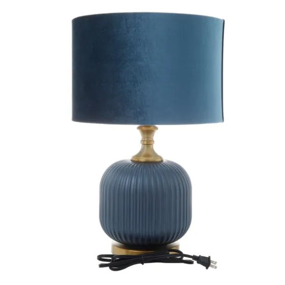 Glass Base Round Velvet Shade Table Lamp-Kirkland's Home Sale