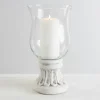 Glass Hurricane With Petal Cement Base, 11 In.-Kirkland's Home Clearance