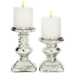 Glass Ornate 2-Pc. Pillar Candle Holder Set-Kirkland's Home Store