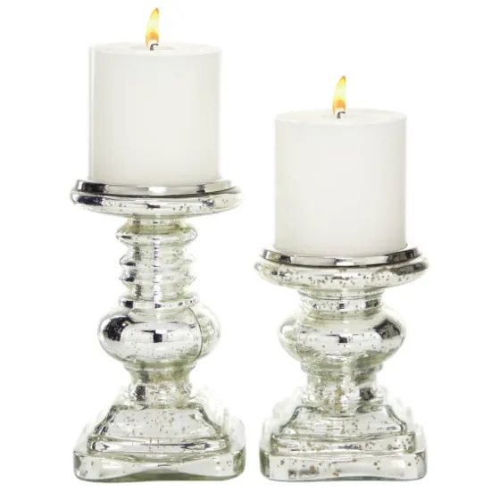 Glass Ornate 2-Pc. Pillar Candle Holder Set-Kirkland's Home Store
