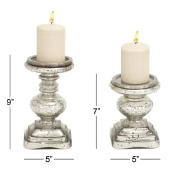 Glass Ornate 2-Pc. Pillar Candle Holder Set-Kirkland's Home Store