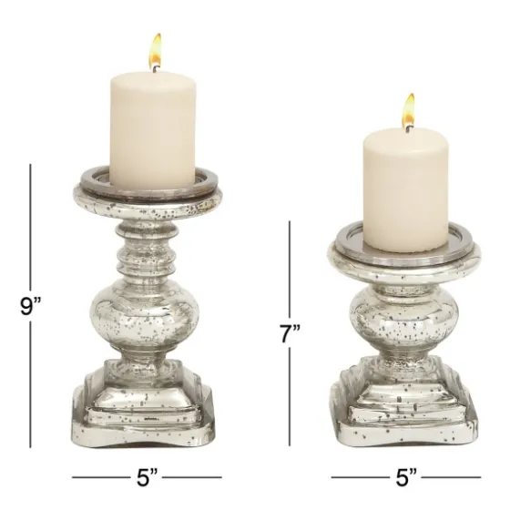 Glass Ornate 2-Pc. Pillar Candle Holder Set-Kirkland's Home Store