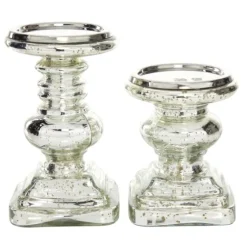 Glass Ornate 2-Pc. Pillar Candle Holder Set-Kirkland's Home Store