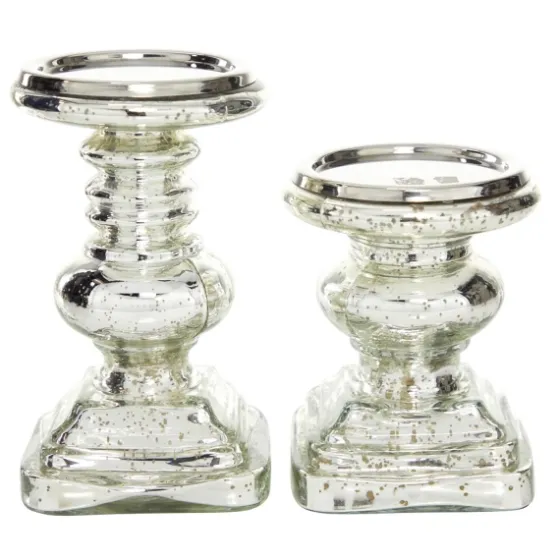 Glass Ornate 2-Pc. Pillar Candle Holder Set-Kirkland's Home Store