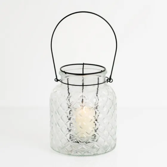 Glass Pressed And Metal Insert Lantern-Kirkland's Home Shop