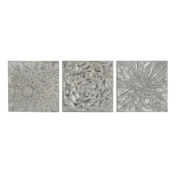 Glazed Iron Carved Floral Plaques, Set Of 3-Kirkland's Home Sale