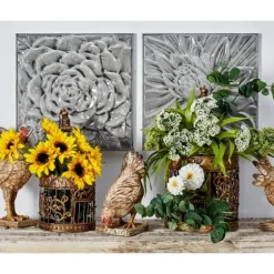 Glazed Iron Carved Floral Plaques, Set Of 3-Kirkland's Home Sale