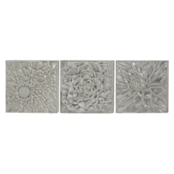 Glazed Iron Carved Floral Plaques, Set Of 3-Kirkland's Home Sale