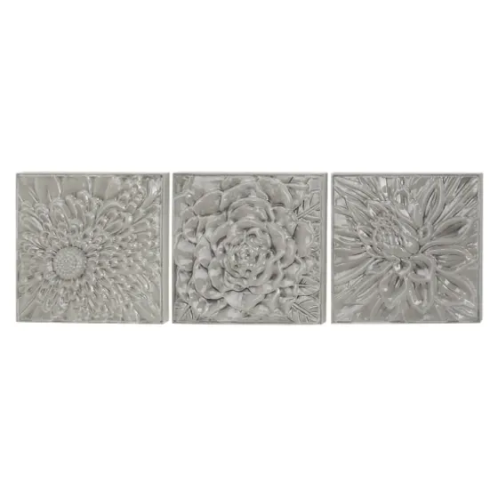 Glazed Iron Carved Floral Plaques, Set Of 3-Kirkland's Home Sale