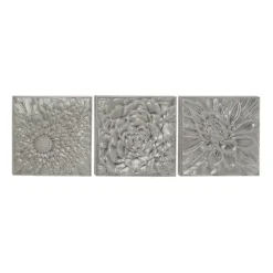 Glazed Iron Carved Floral Plaques, Set Of 3-Kirkland's Home Sale