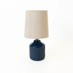 Glazed Navy Ribbed Mini Table Lamp-Kirkland's Home Cheap