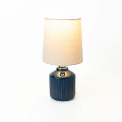 Glazed Navy Ribbed Mini Table Lamp-Kirkland's Home Cheap